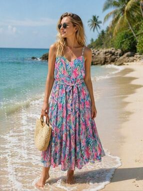 lilly pulitzer abi silk dress Evaline Long Sleeve Silk Blend Drop Waist Dress (Women)